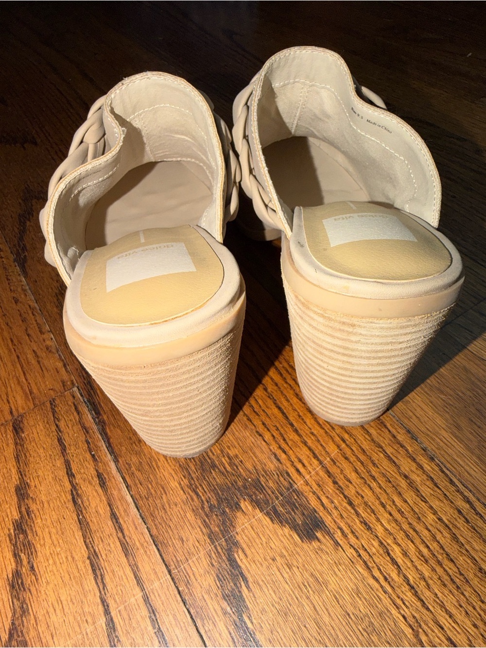 NEW Dolce Vita Cream Braided Pointed-Toe Mule Heels Clog Tan - Picture 4 of 6